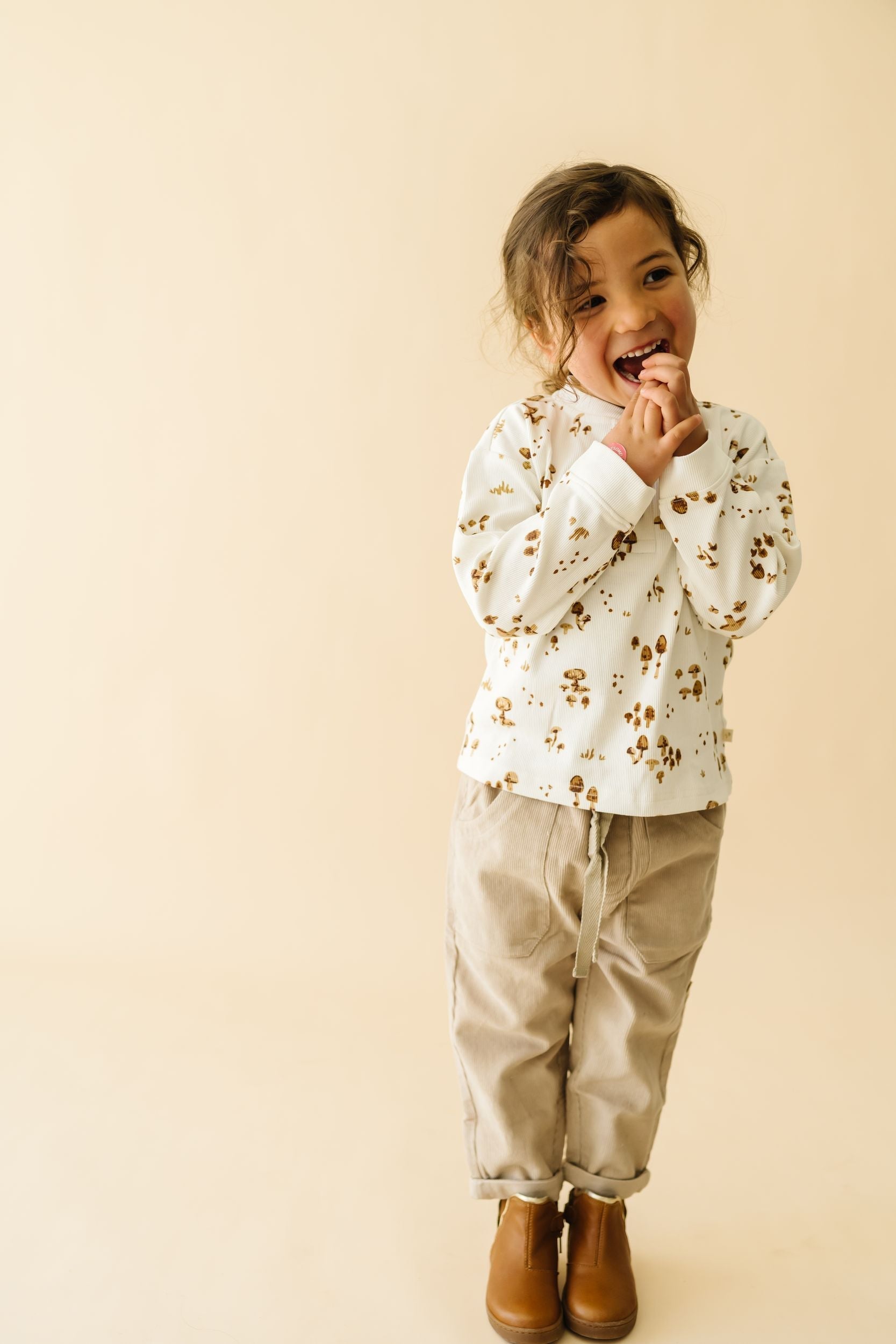 Organic Tee And Corduroy Pant Set - Oat