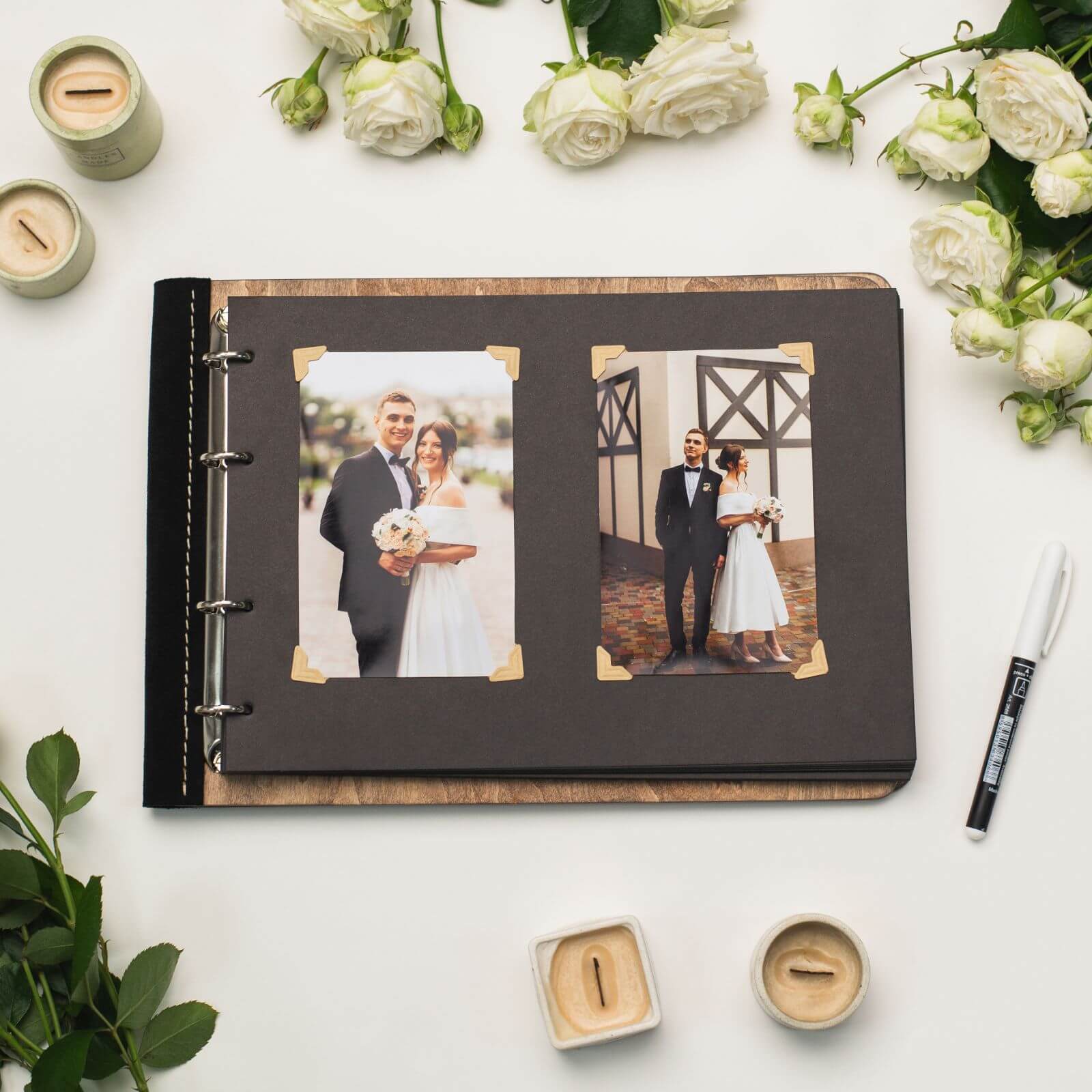 Wooden Album With Leather - Twigs (horizontal)