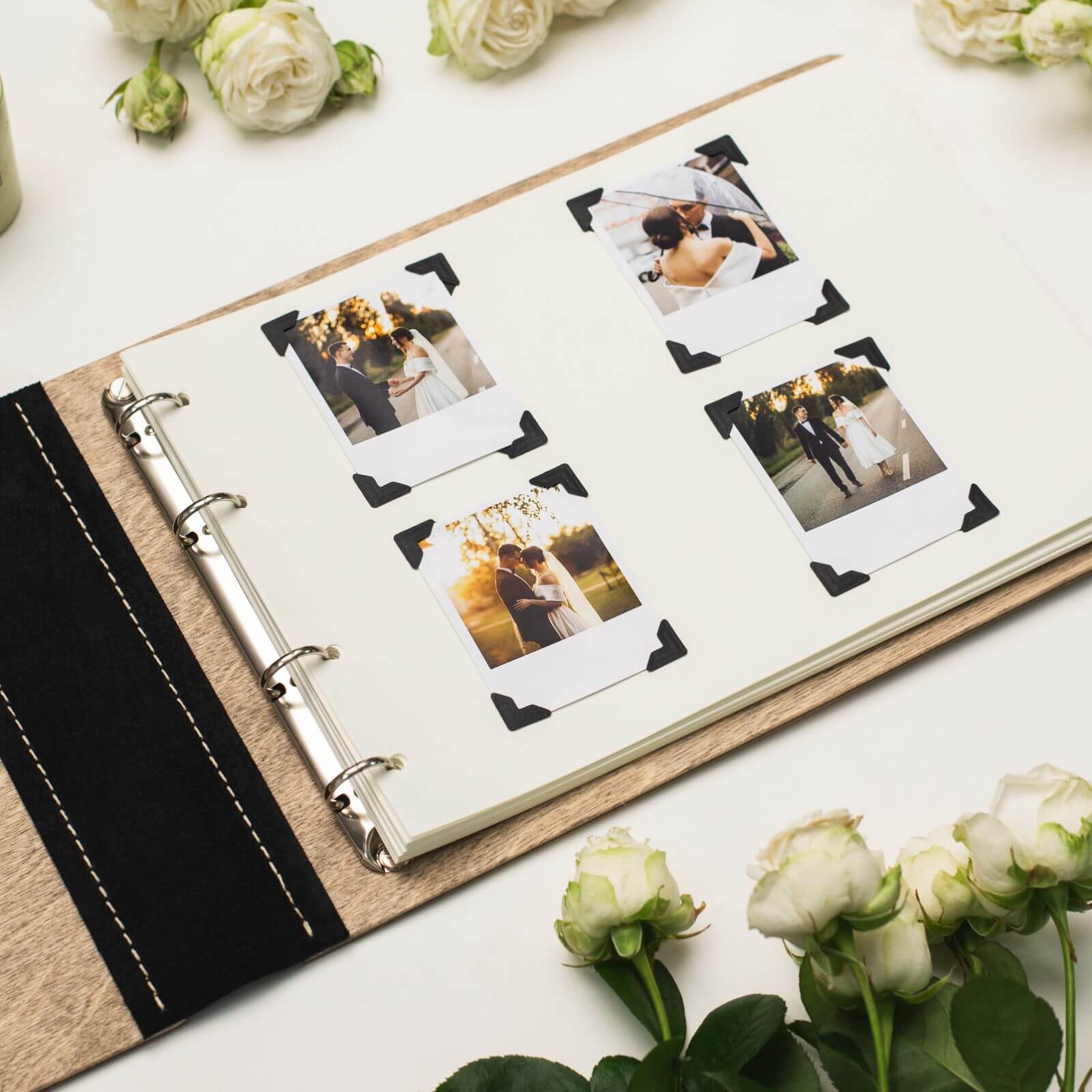 Wooden Album With Leather - Circle (horizontal)