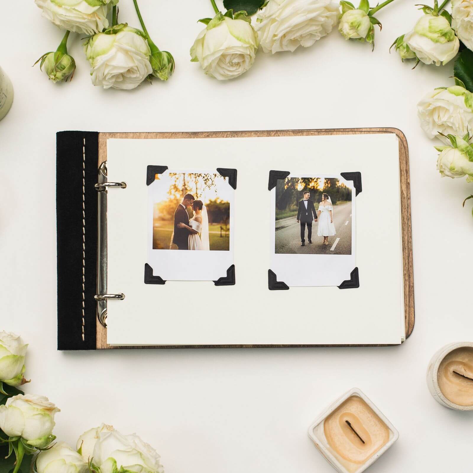 Wooden Album With Leather - Circle (horizontal)