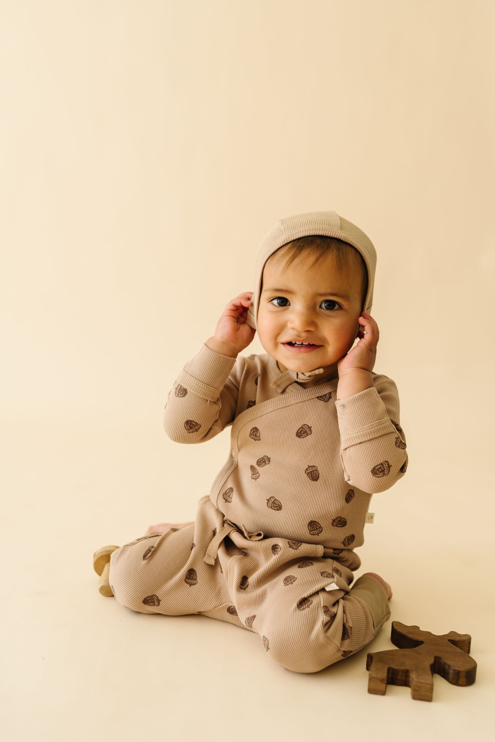 Organic Kimono Onesie & Pants Set - Acorn