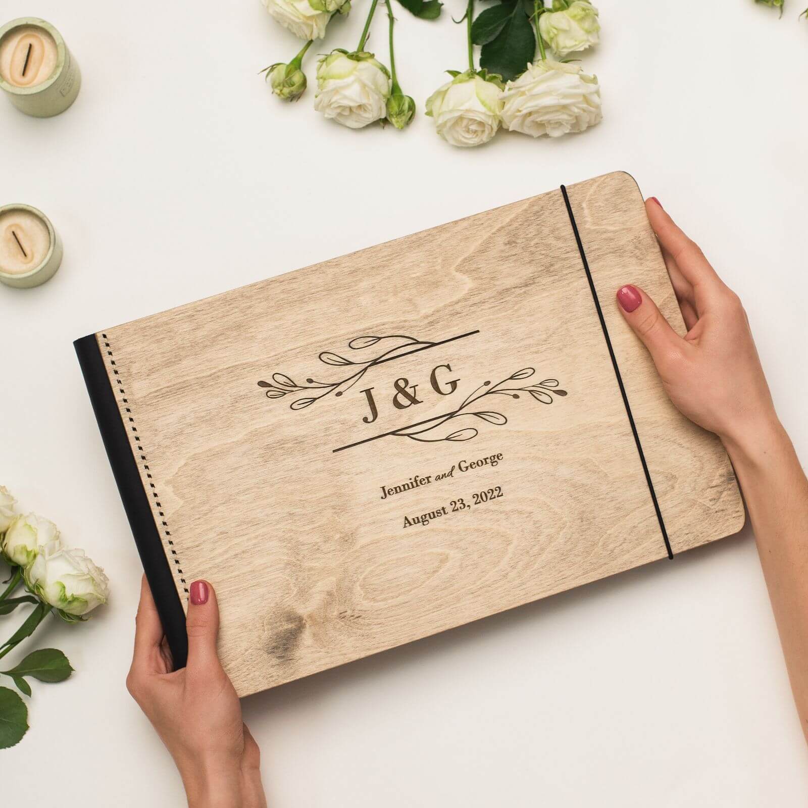 Wooden Album With Leather - Twigs (horizontal)
