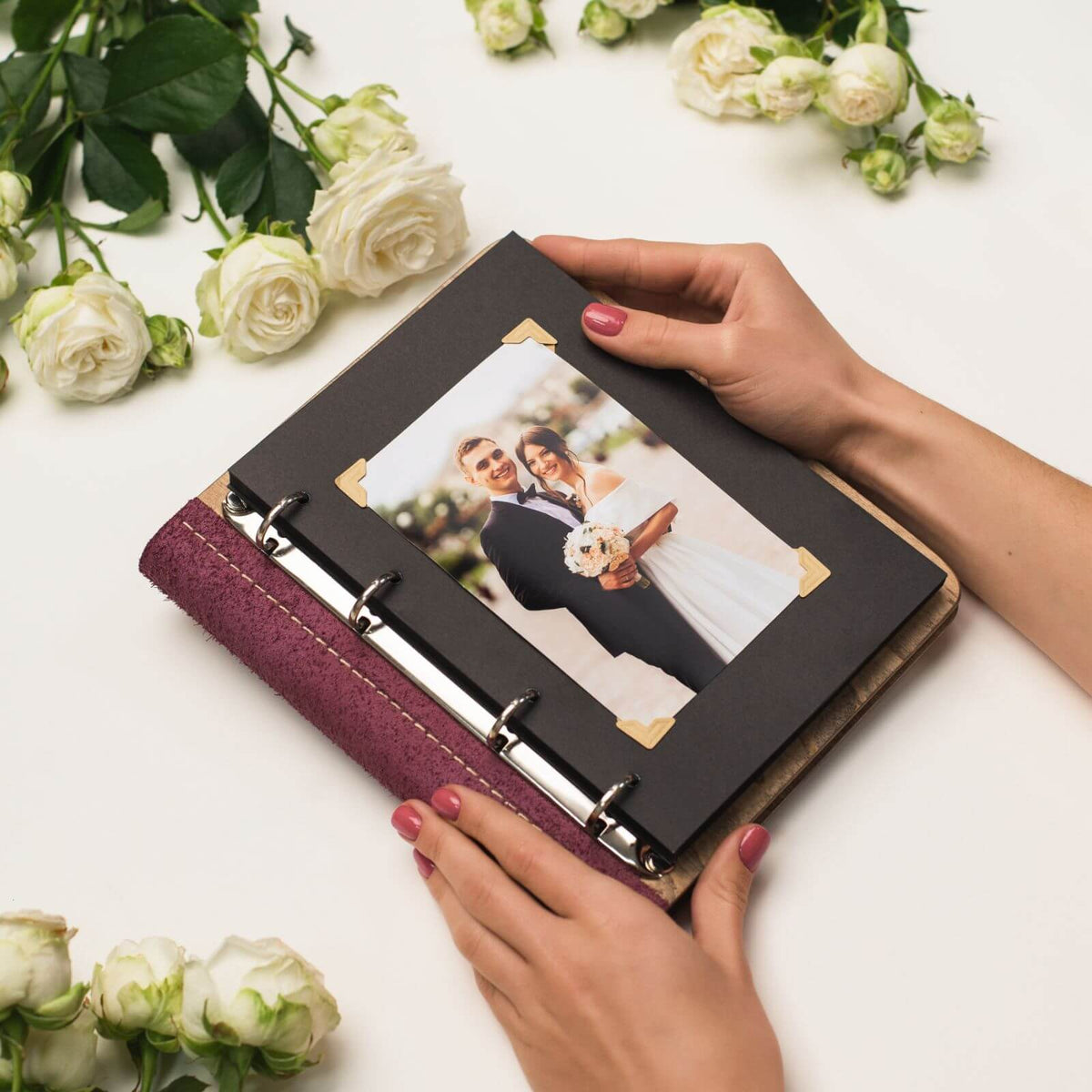 Wooden Album With Leather - Tenderness (vertical)