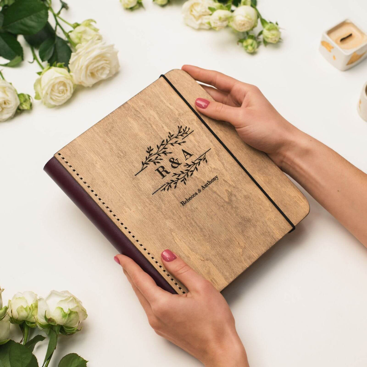 Wooden Album With Leather - Tenderness (vertical)