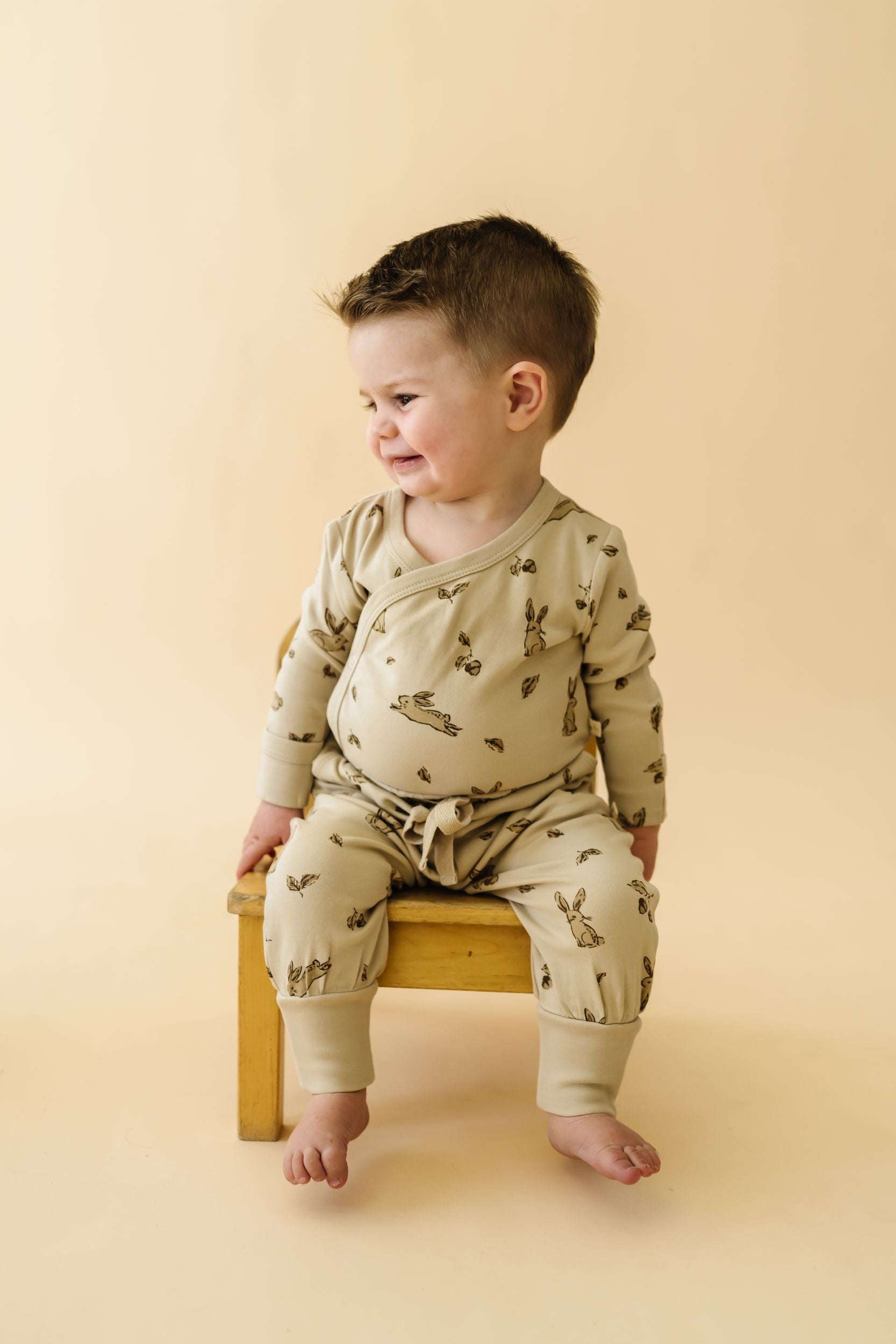 Organic Kimono Onesie & Pants Set - Bunny Hop