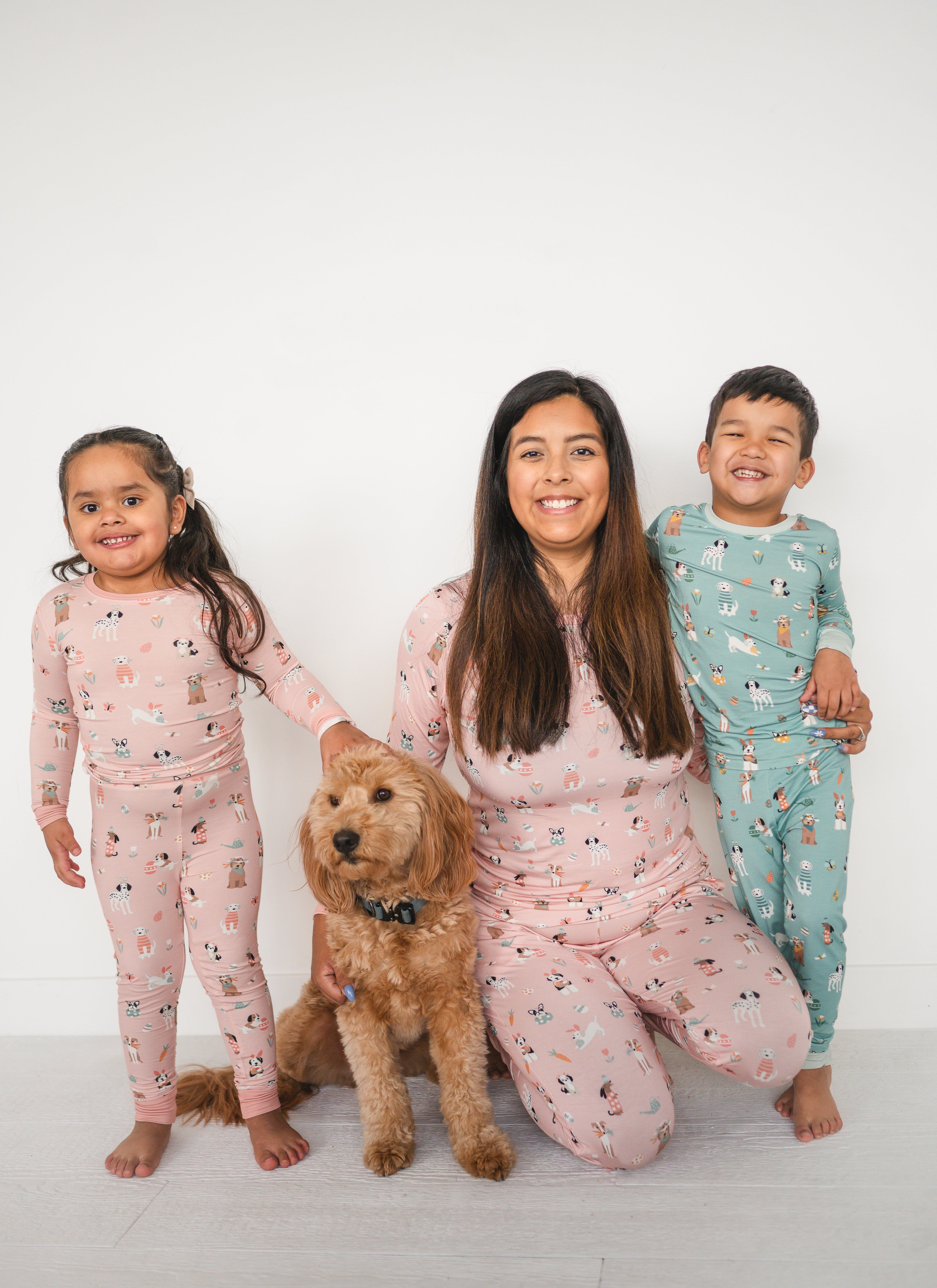 Puppy Egg Hunt (long Sleeve Pj) - Aquamarine