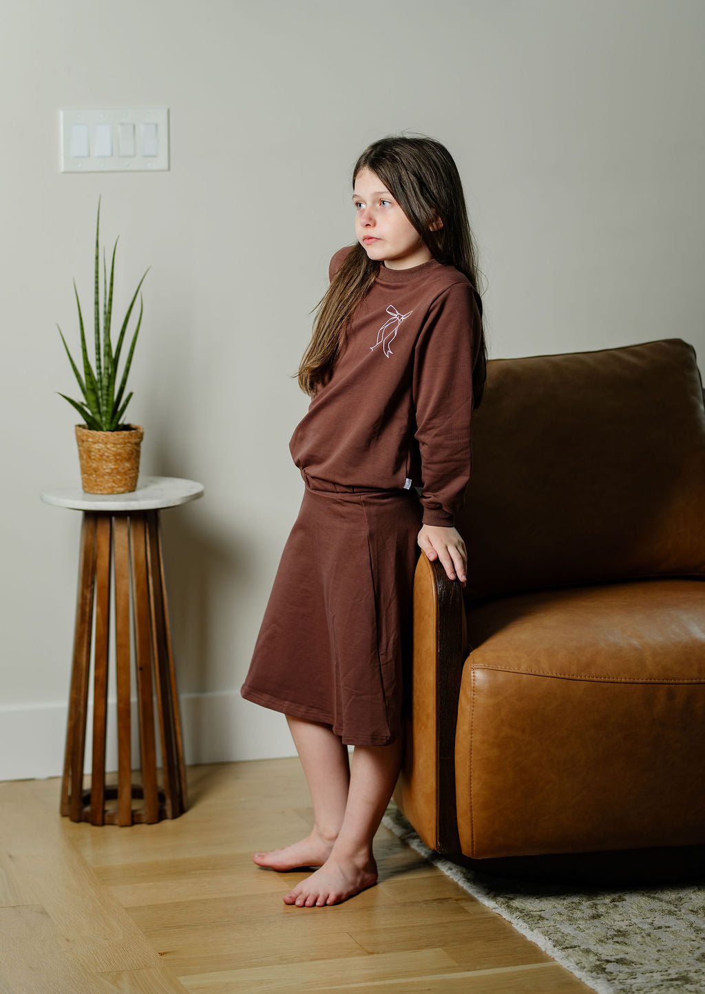 Bow Skirt Set-rosy Brown