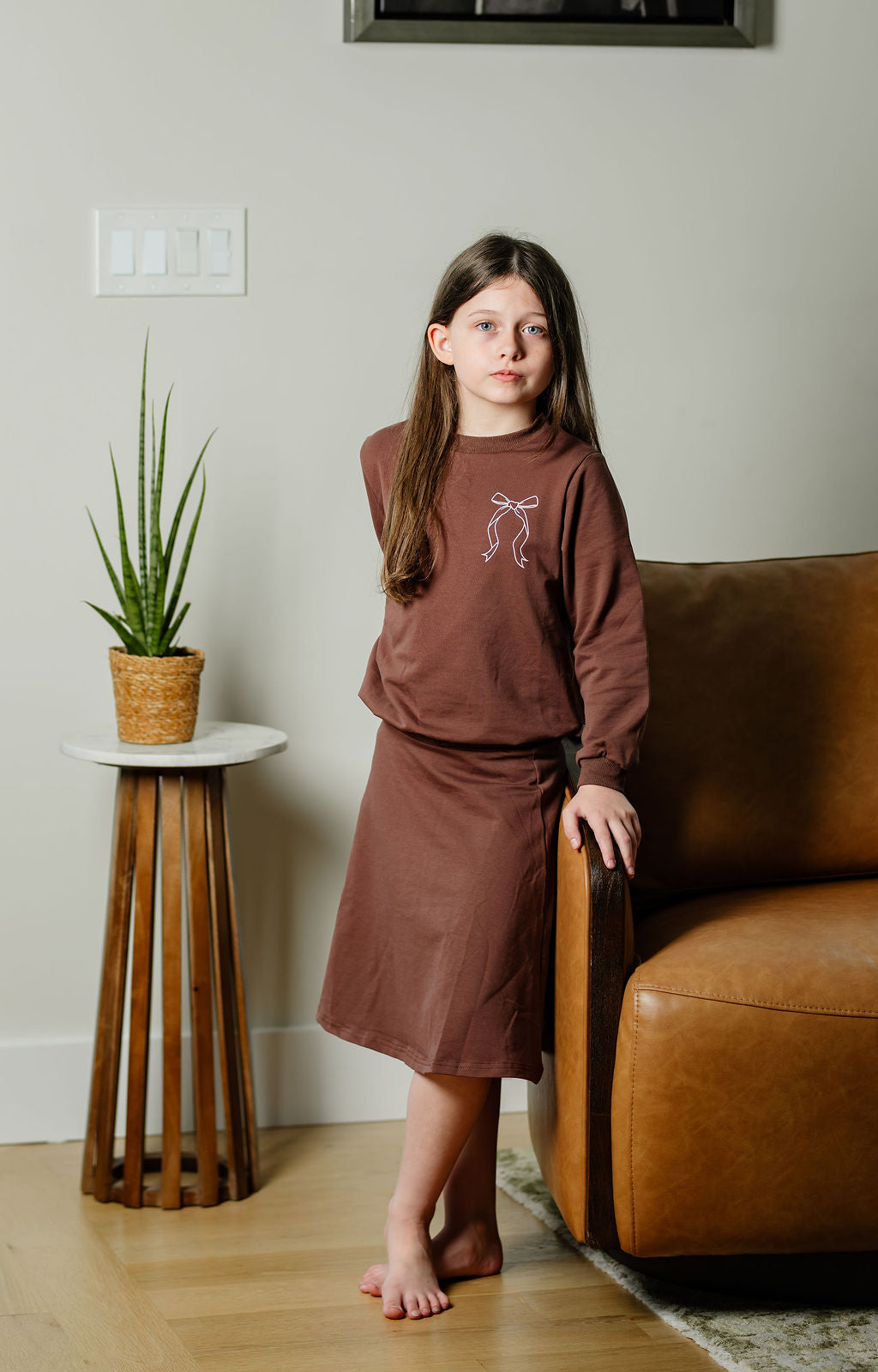 Bow Skirt Set-rosy Brown