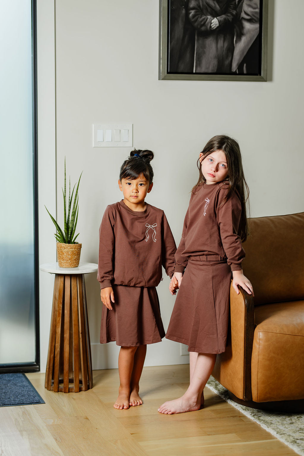 Bow Skirt Set-rosy Brown