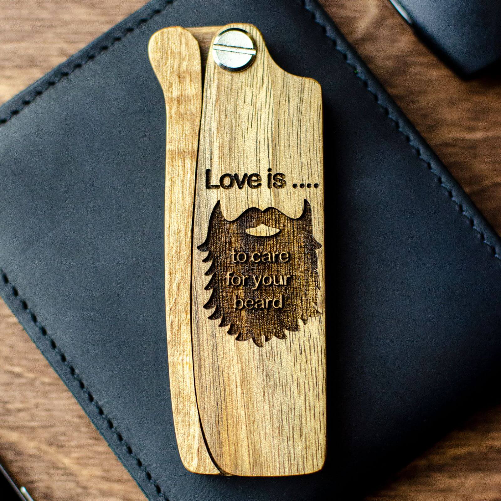 Wooden Beard Comb - Love Is