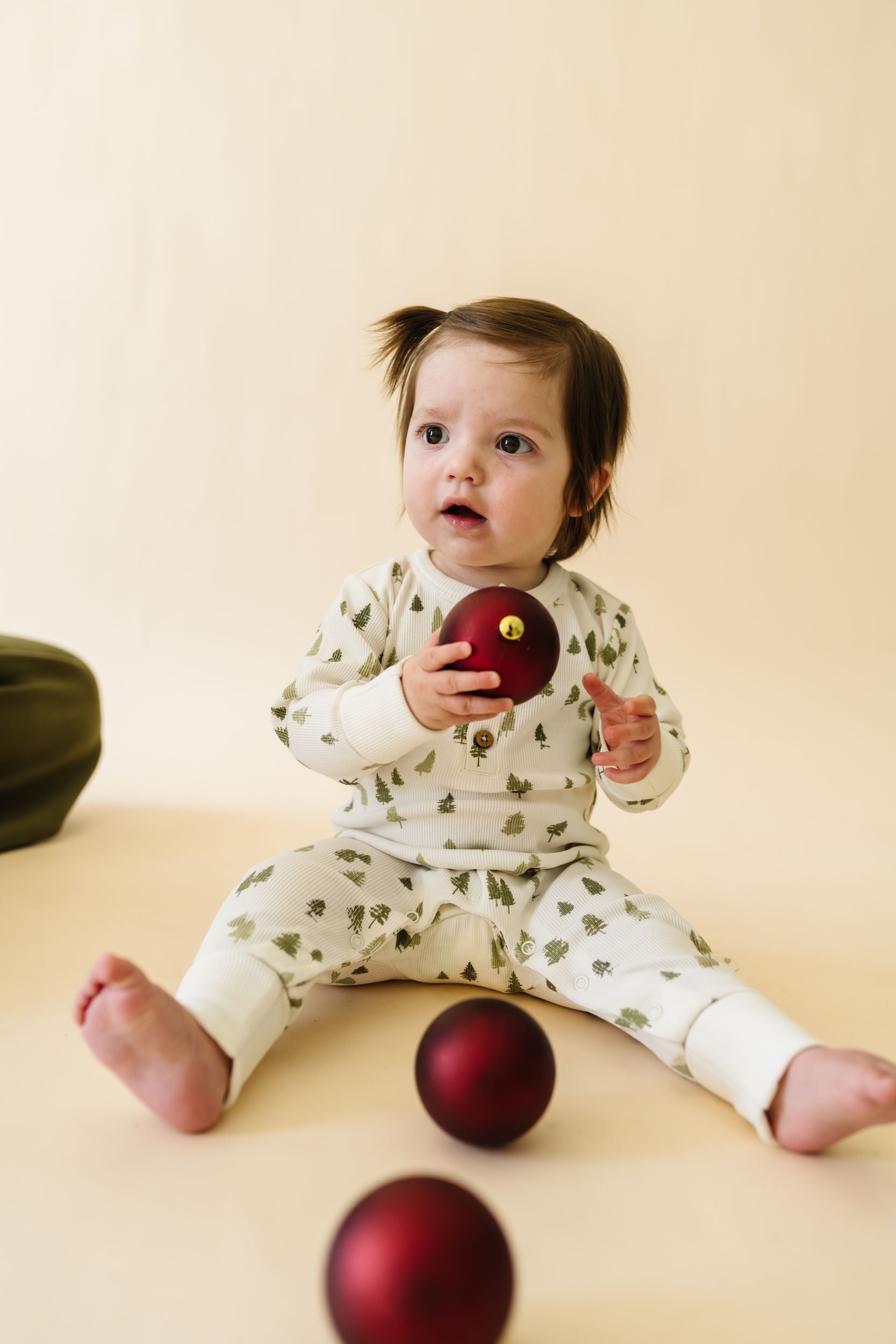 Organic Button Romper - Alpine