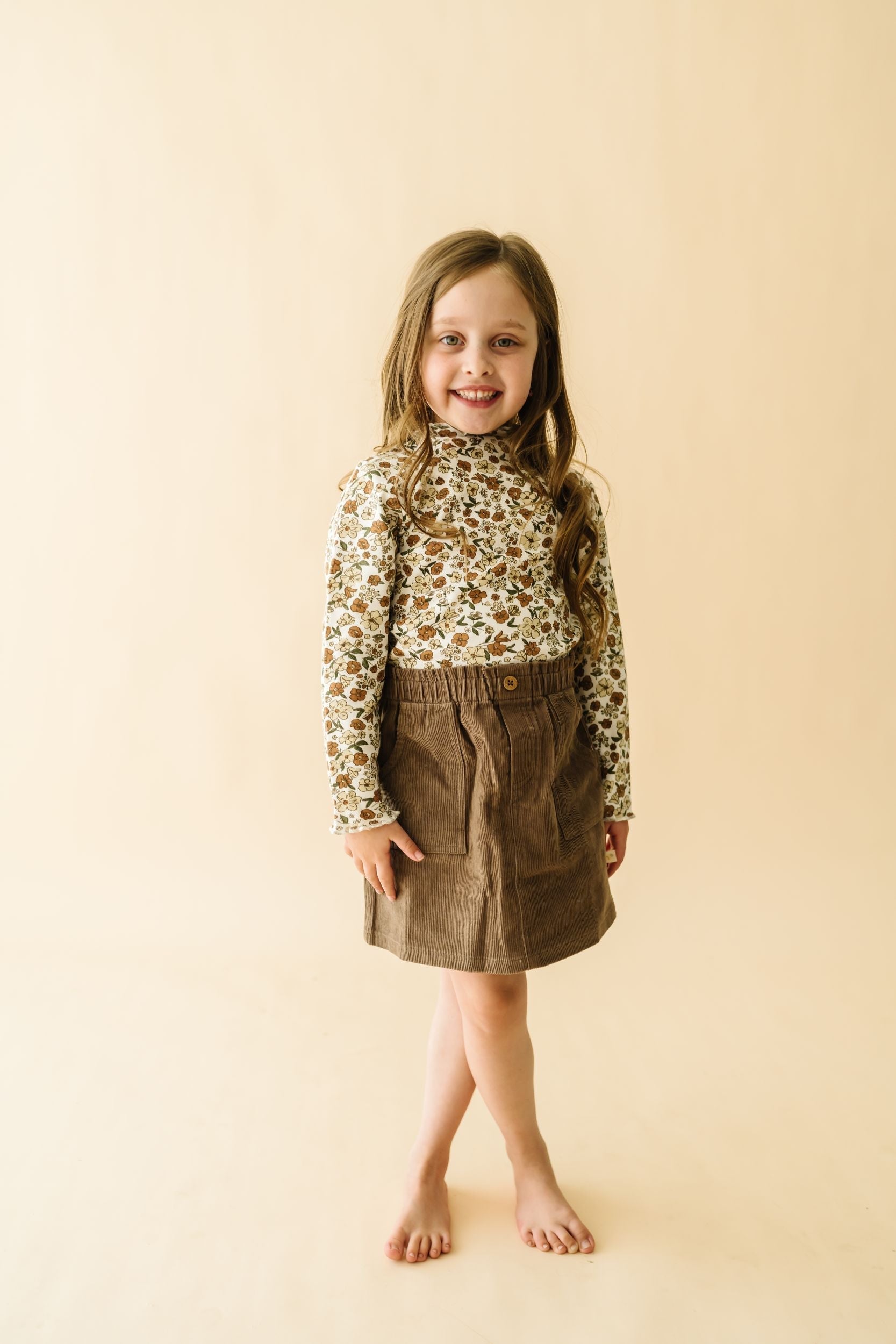 Organic Tee And Corduroy Skirt Set - Espresso