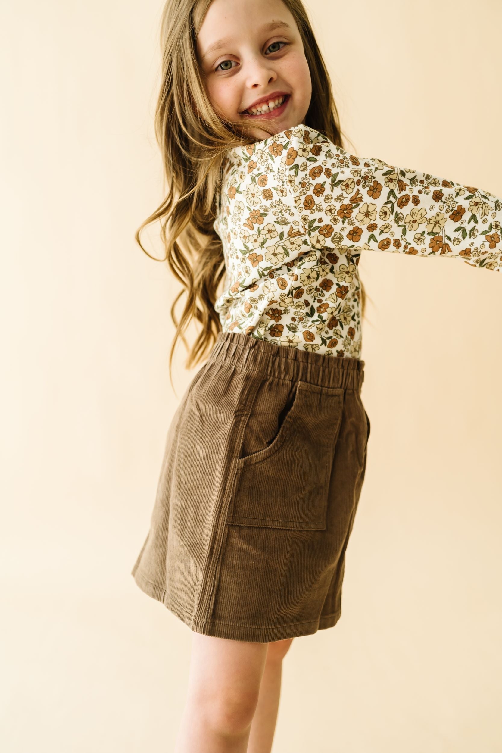 Organic Tee And Corduroy Skirt Set - Espresso