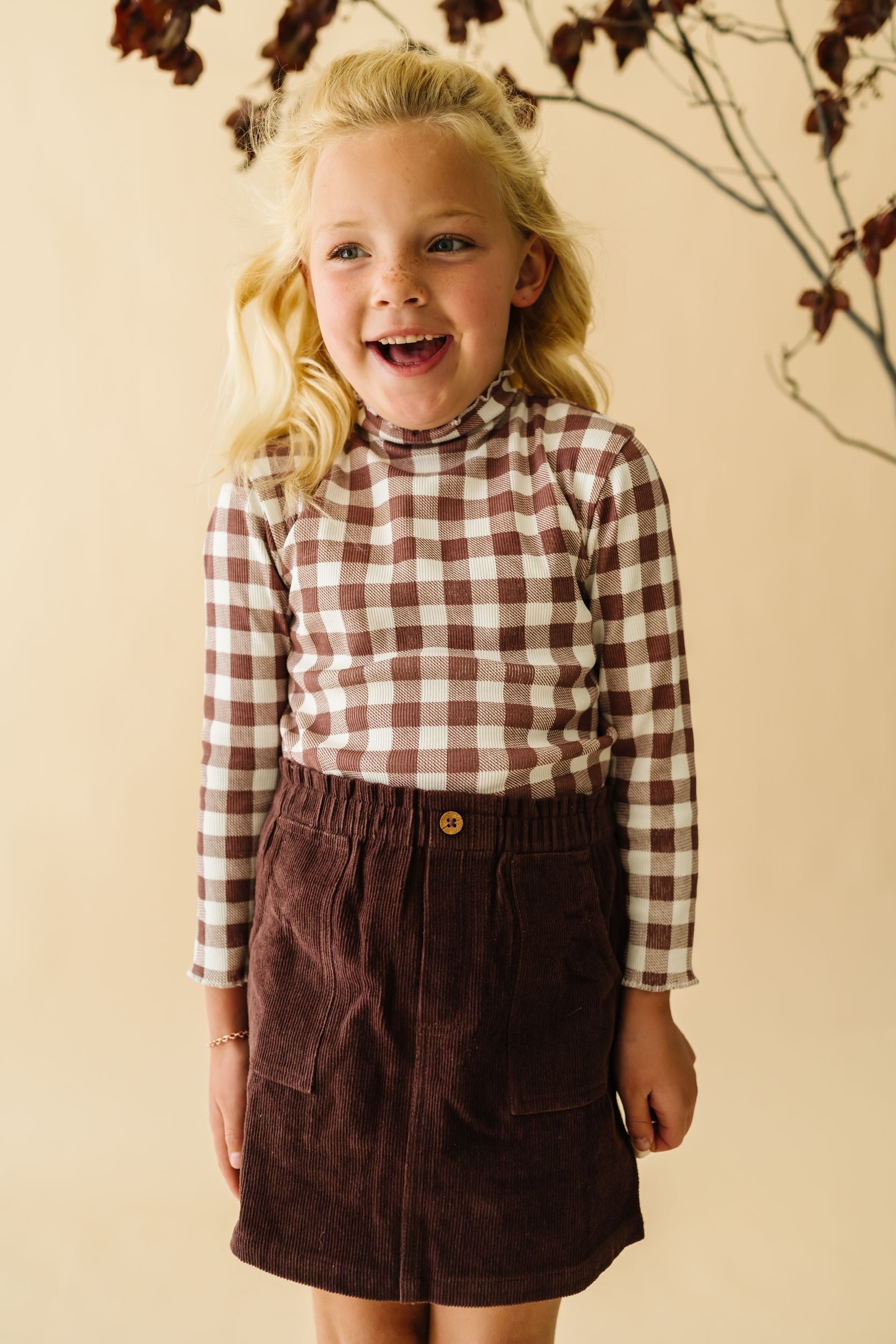 Organic Tee And Corduroy Skirt Set - Plum