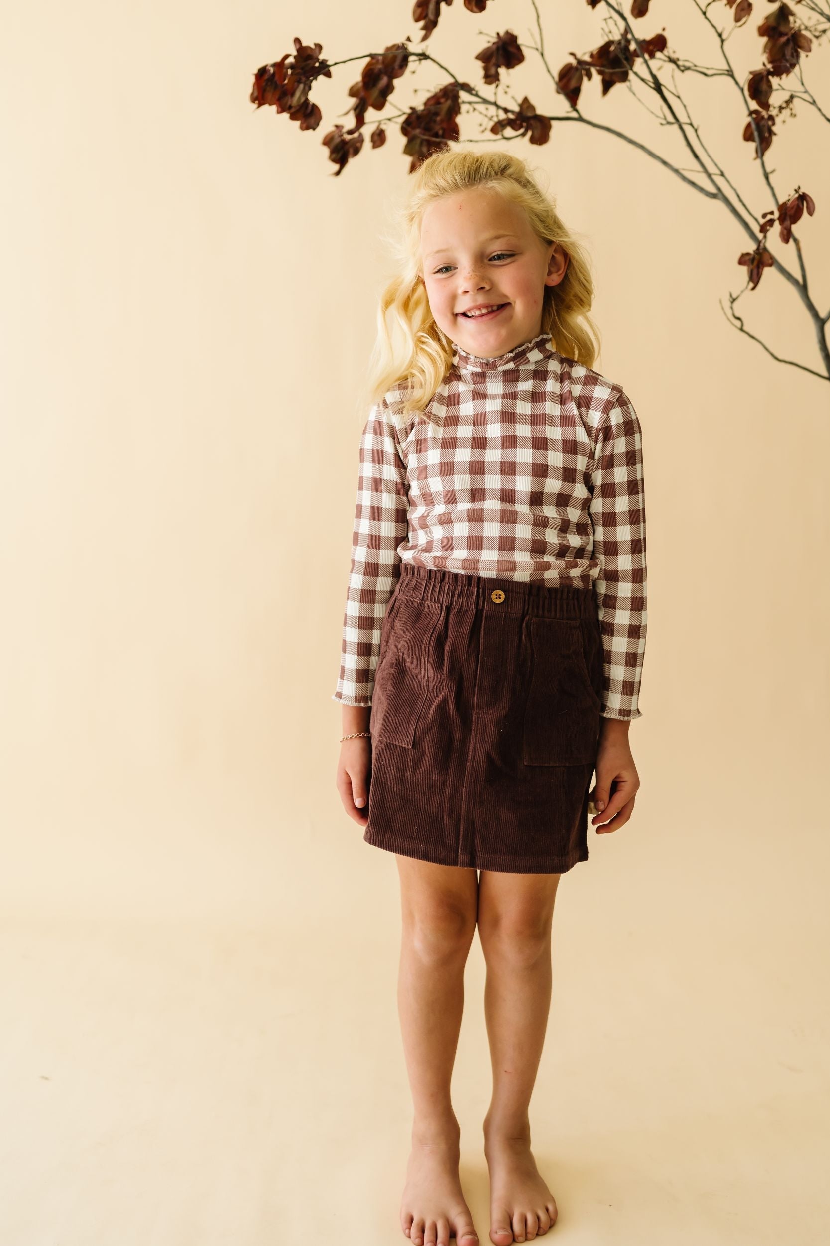 Organic Tee And Corduroy Skirt Set - Plum