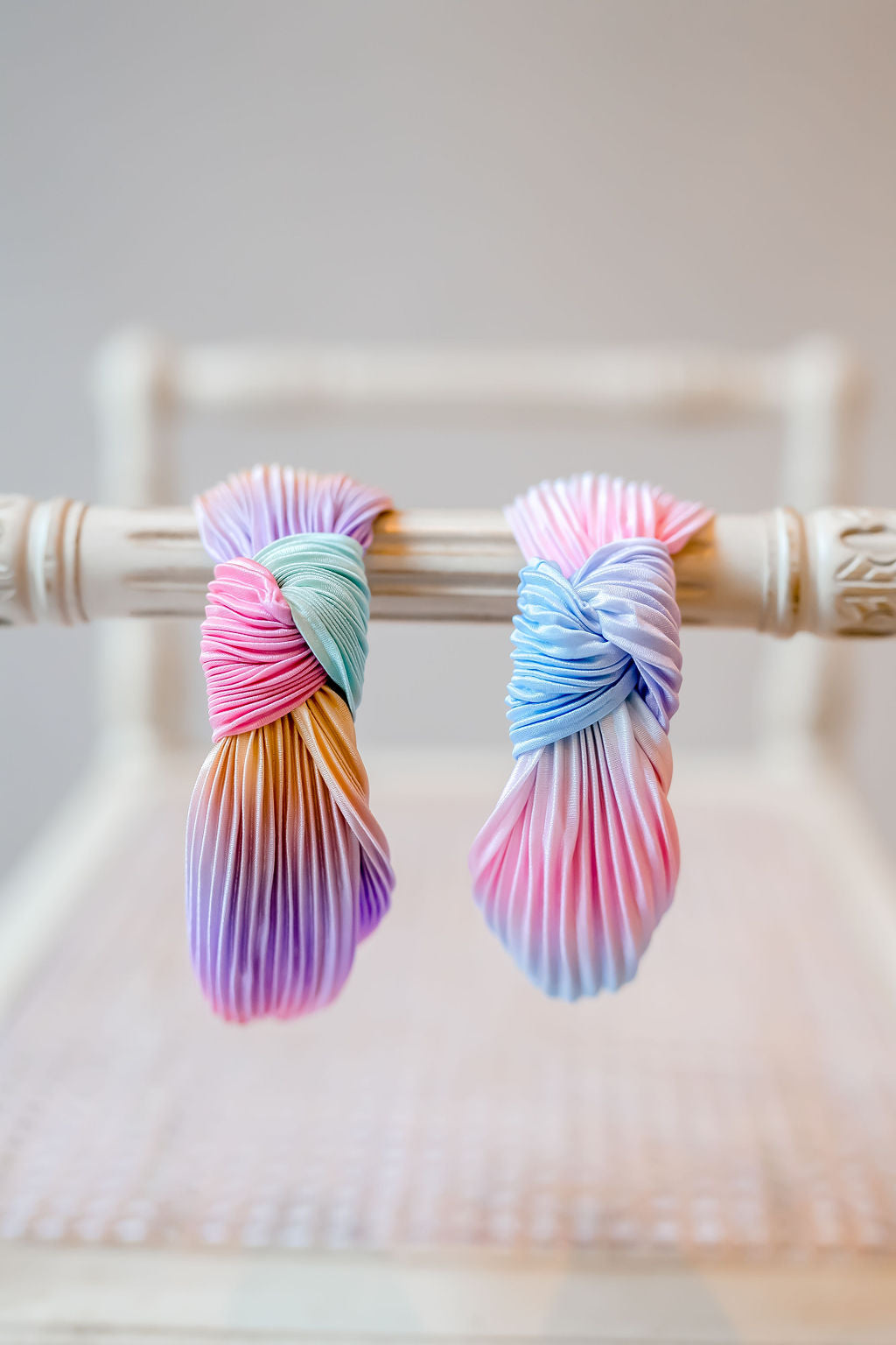 Pleated Ombre Knot Headband - Rainbow