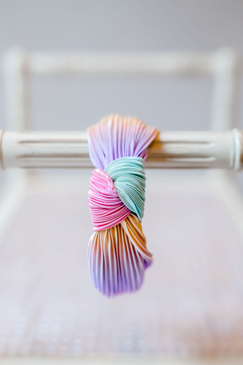 Pleated Ombre Knot Headband - Rainbow