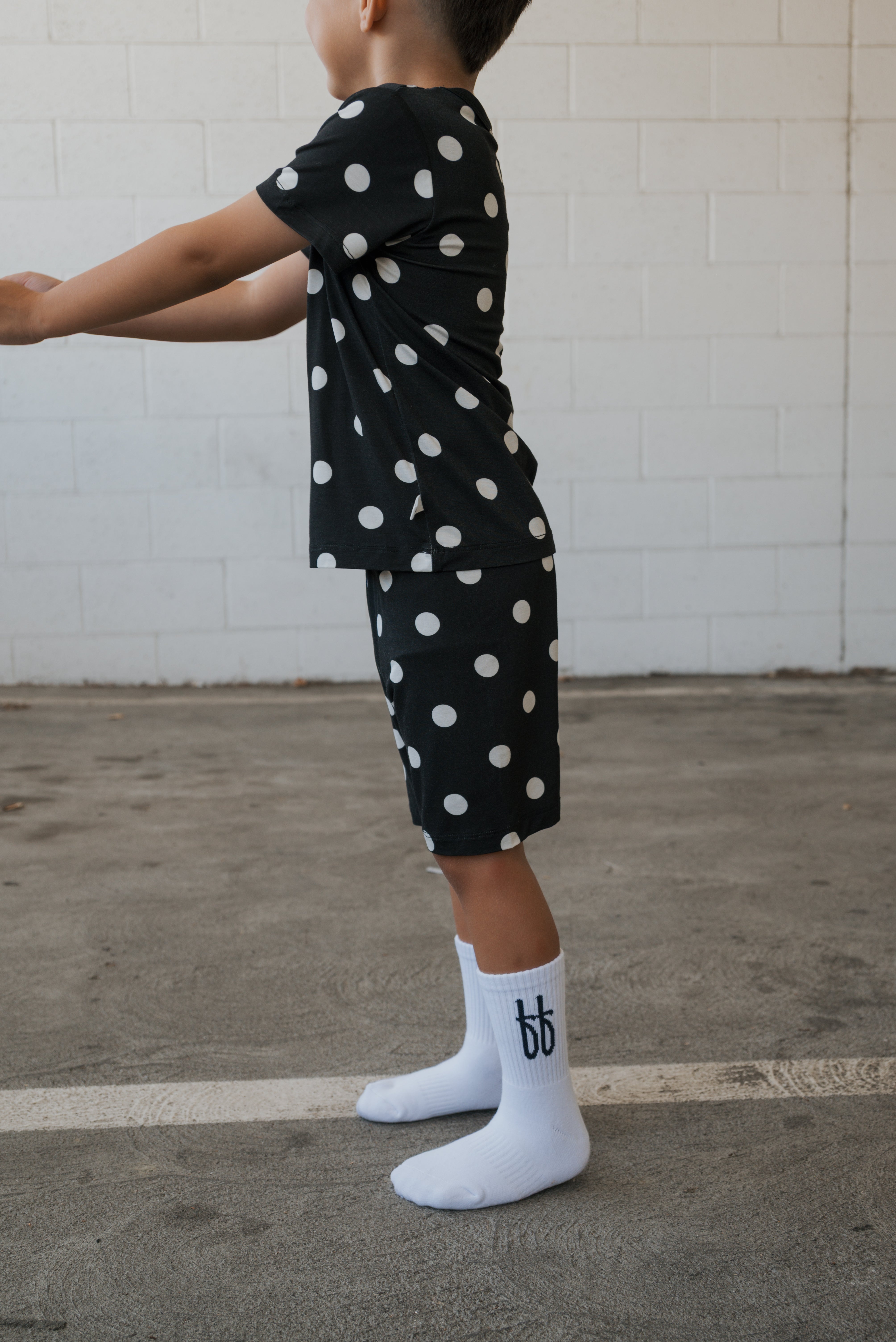 Bamboo Short Set | B&w Polka Dot