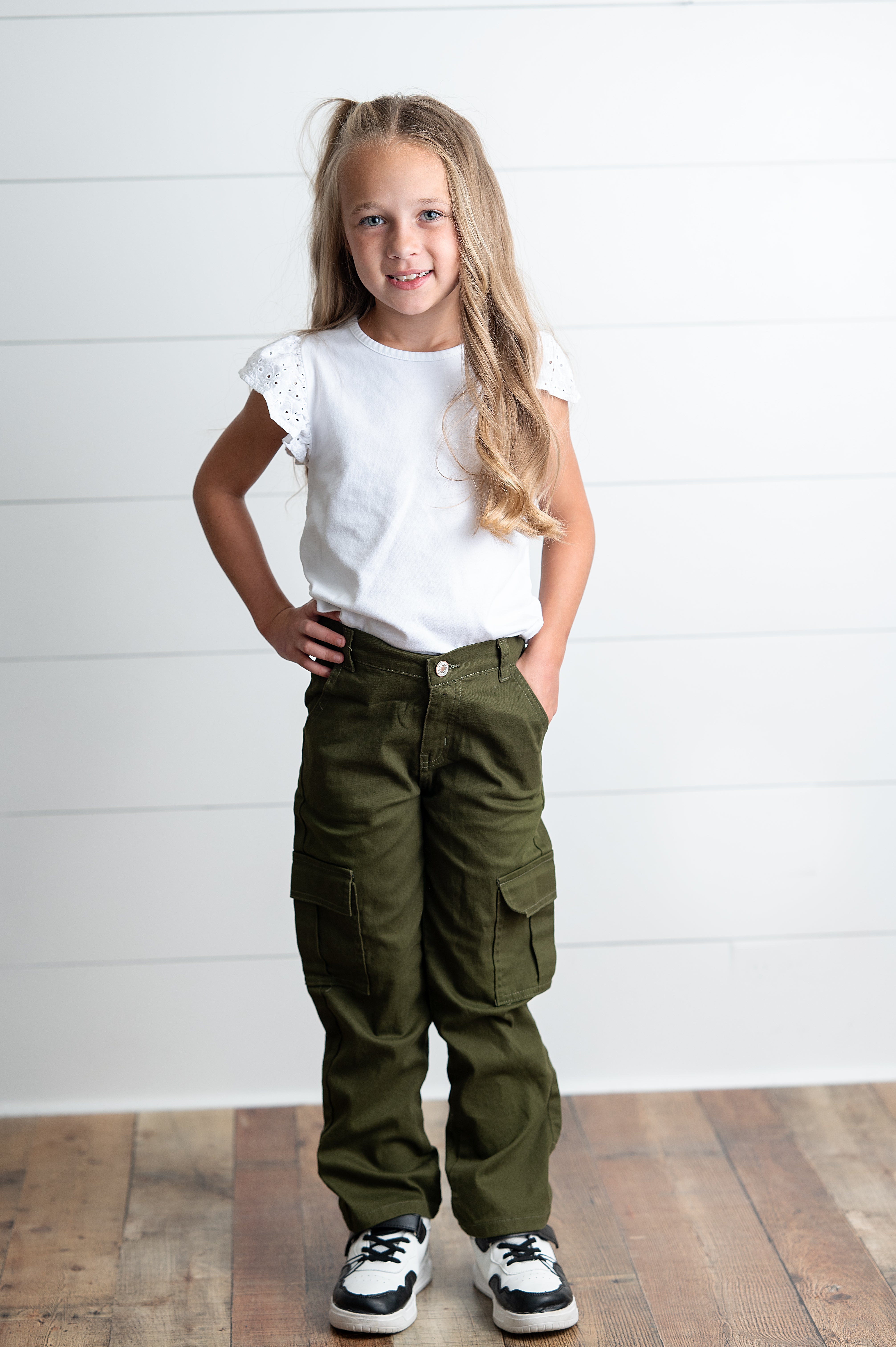 Olive Green Cargo Denim Pants