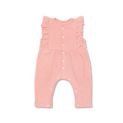 Waffle Ruffle Coverall - Dusty Rose