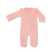 Waffle Ruffle Footie - Dusty Rose