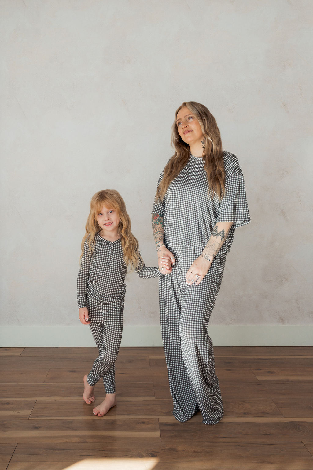 Women's Boxy Tee Lounge Set | Green Gingham