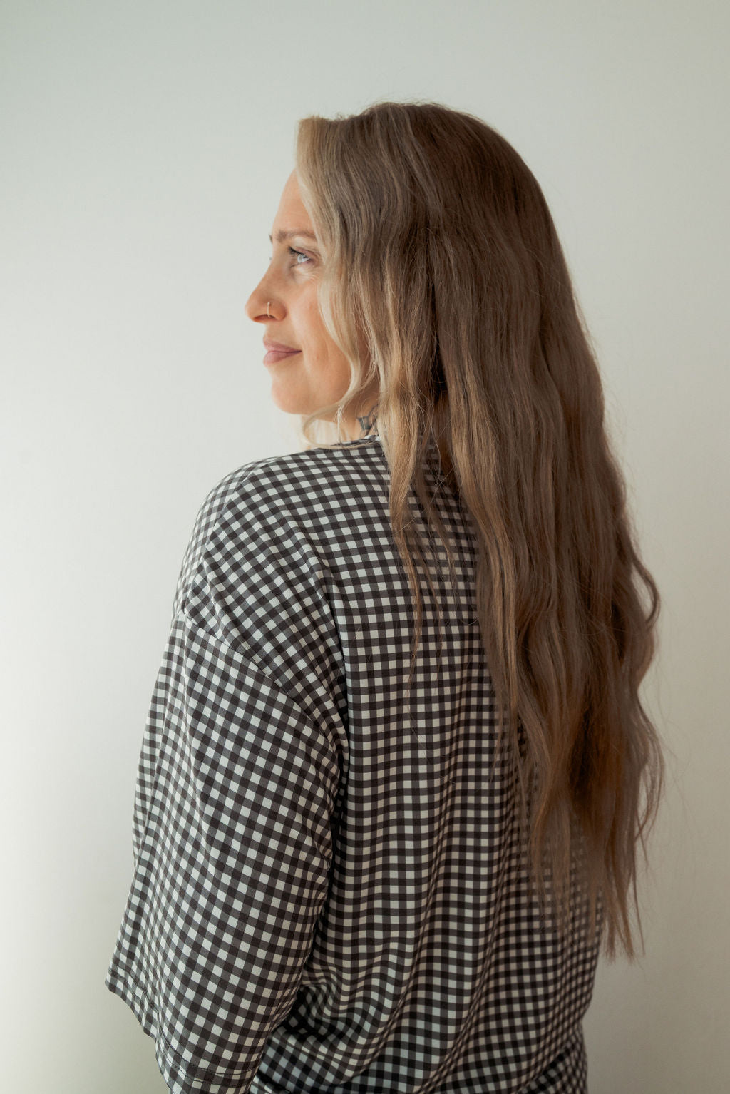 Women's Boxy Tee Lounge Set | Green Gingham