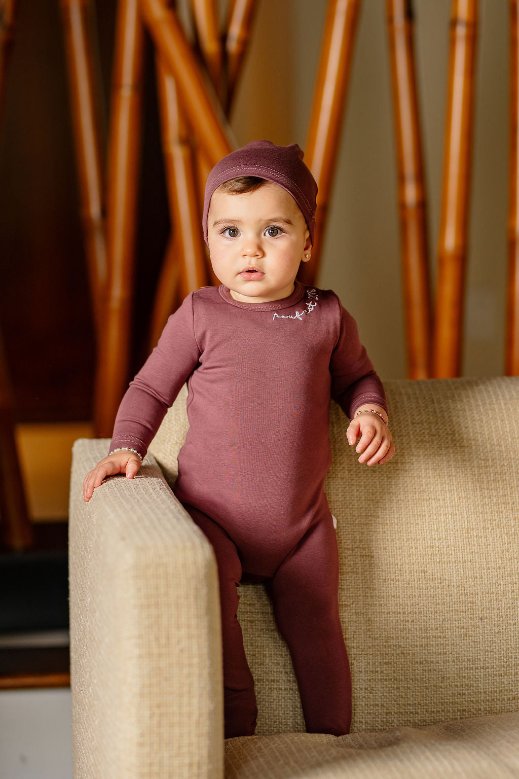 Embroidered Footie- Berry