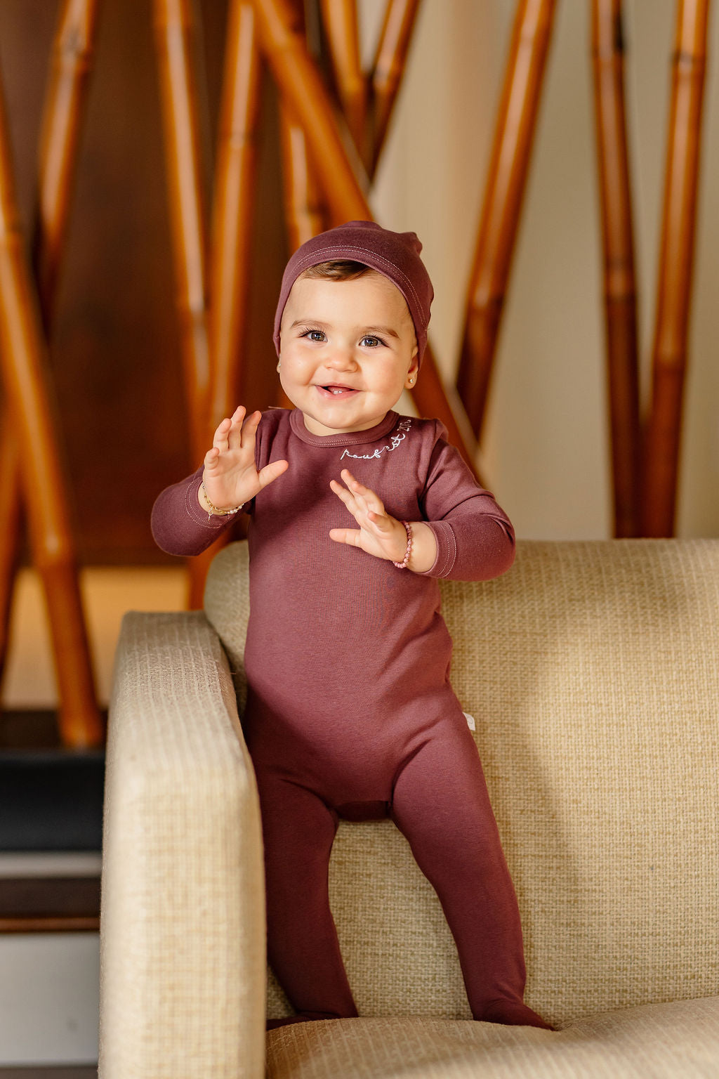 Embroidered Footie- Berry