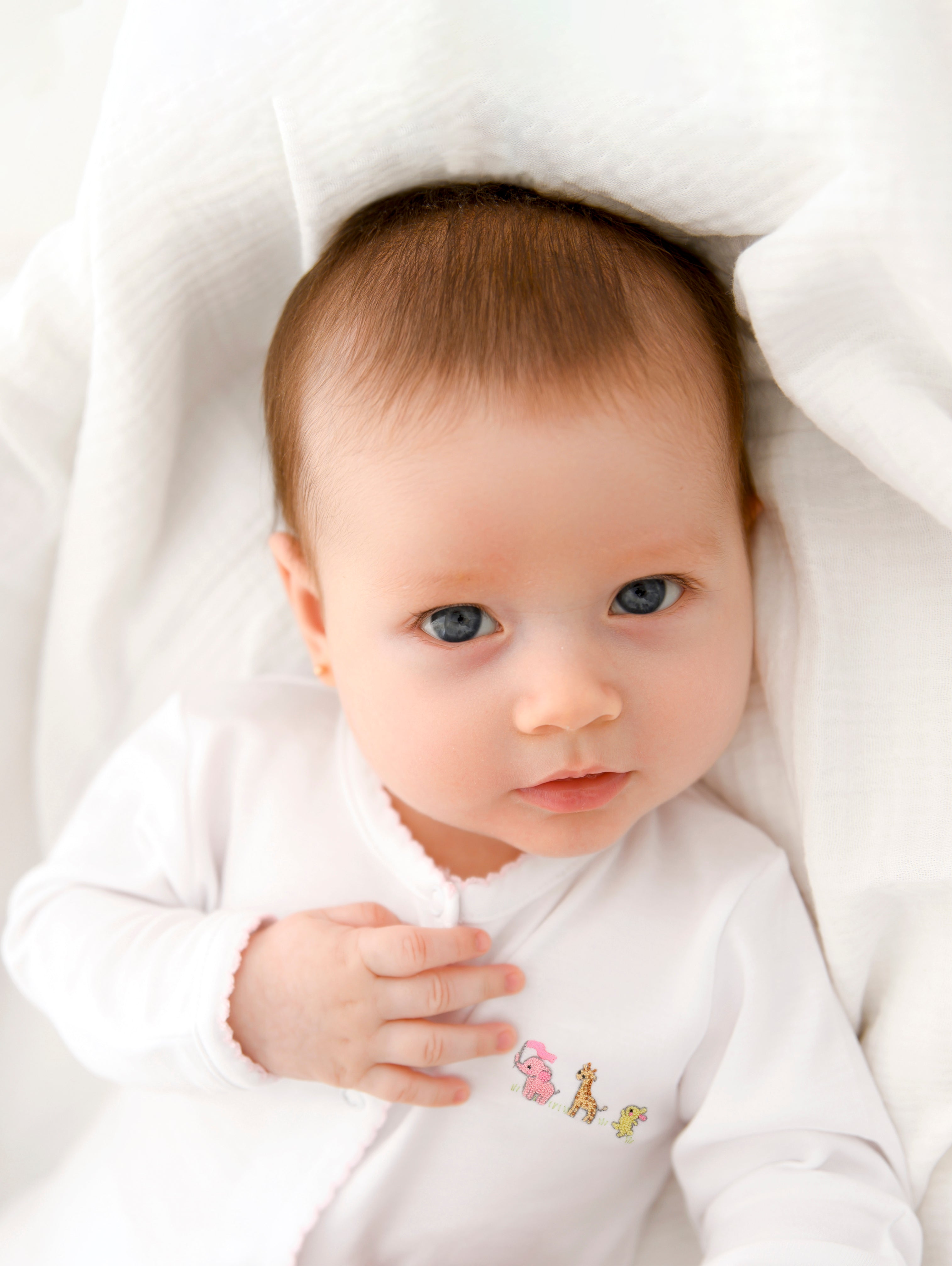 Baby Animals Embroidery Footie | Baby Girl
