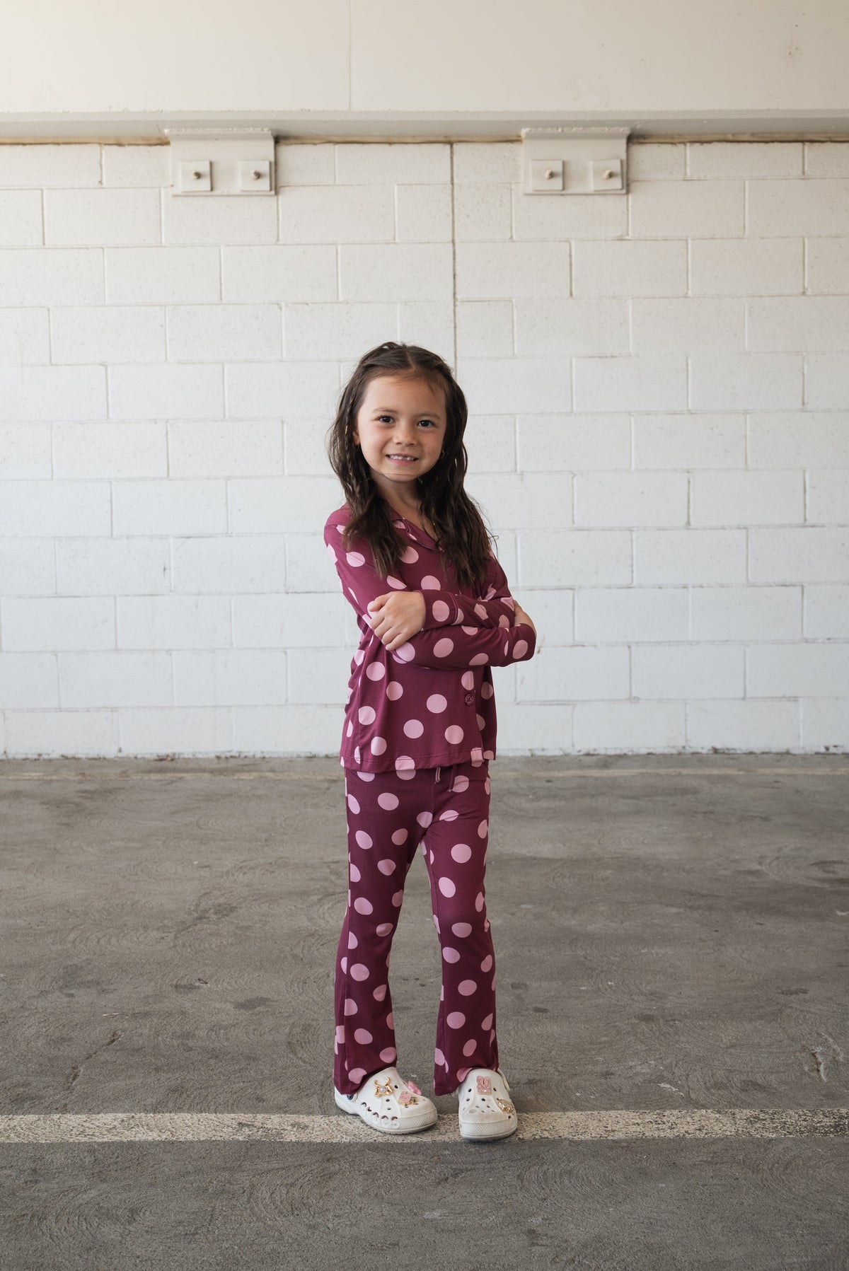 Girl's Bamboo Button Up Lounge Set | Heather Rose Dot