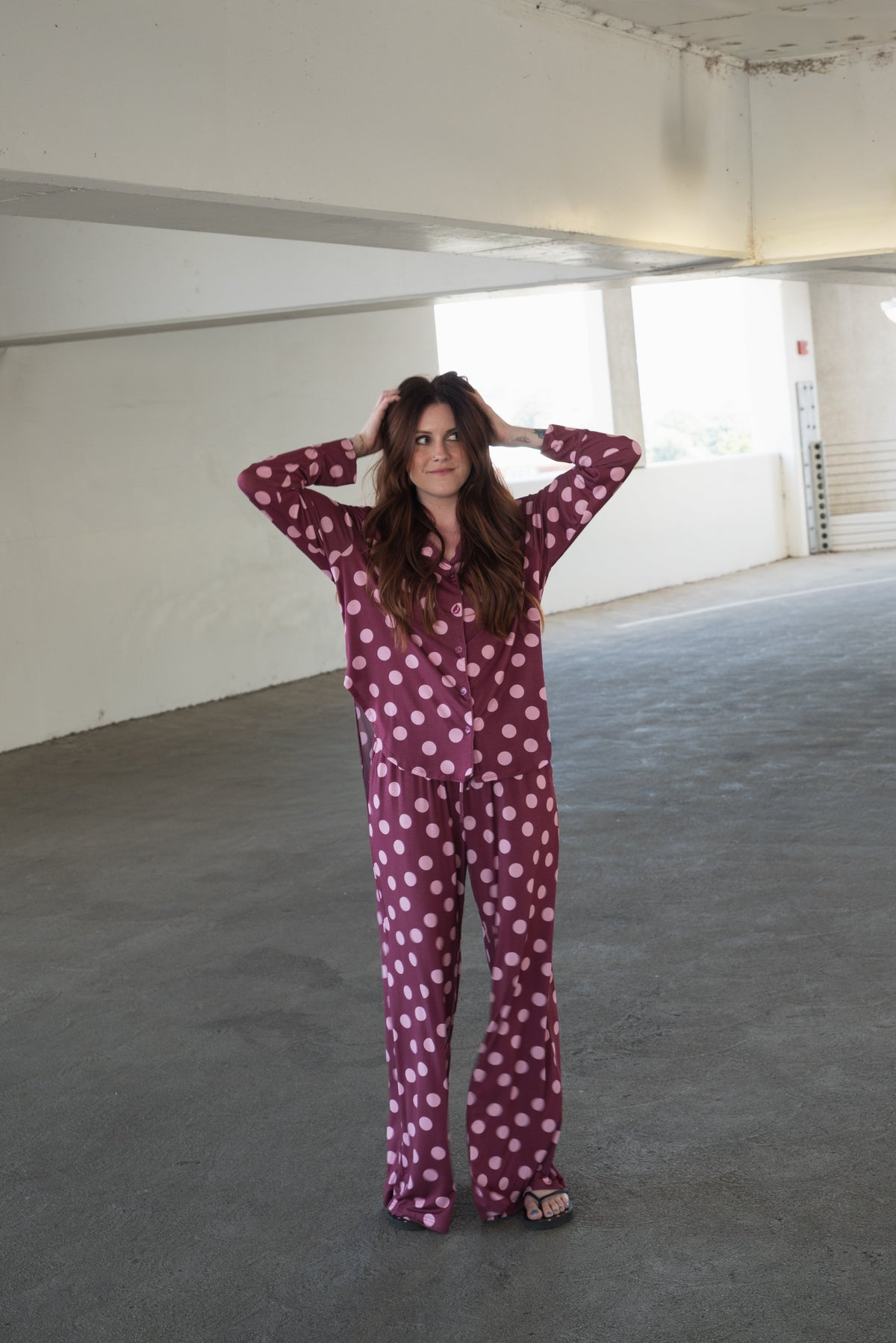 Women's Bamboo Button Up Lounge Set | Heather Rose Dot