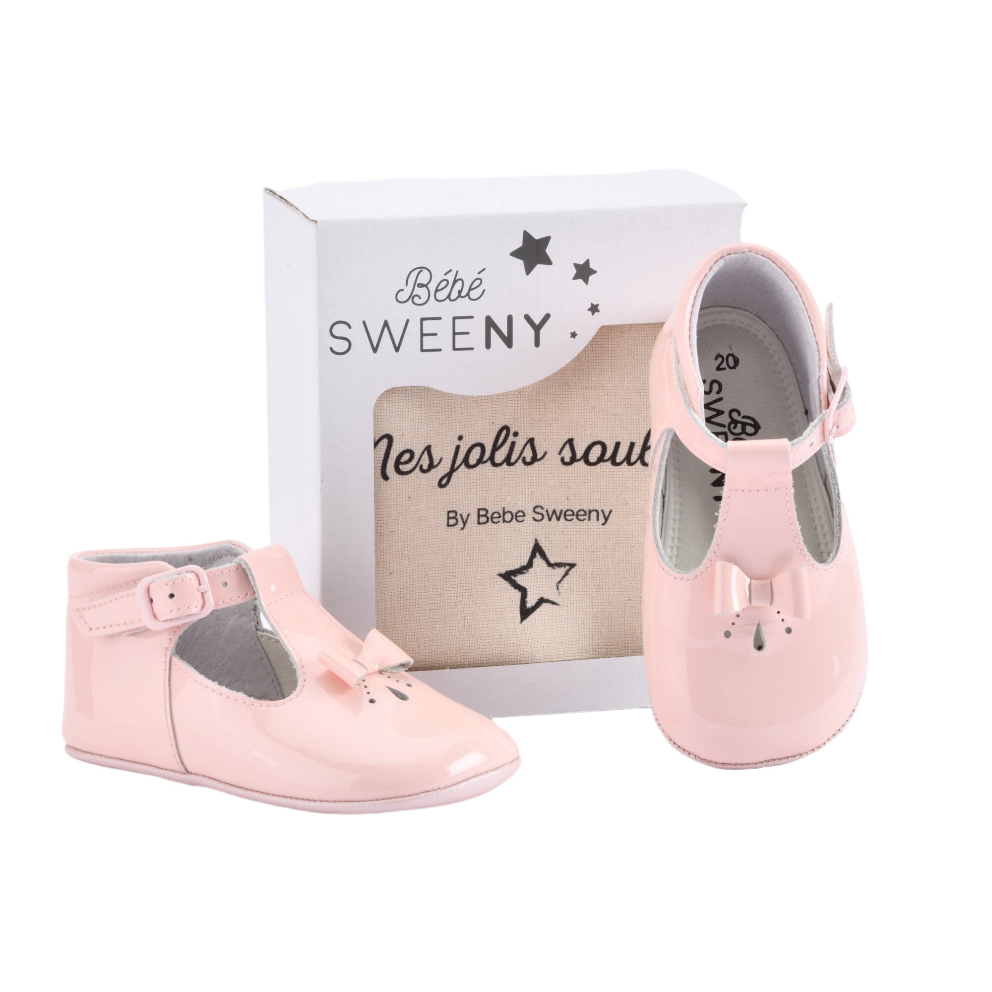 Baby Girls Pink Patent Leather Pre-walker Shoes With Bow