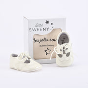 Boys Ivory Patent Leather Pre-walker Lace Shoes