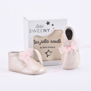 Girls Pearly Pink Leather Pre-walker Shoes