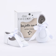 Girls White Leather Pre-walker Shoes