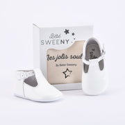 Boys White Leather Pre-walker Shoes