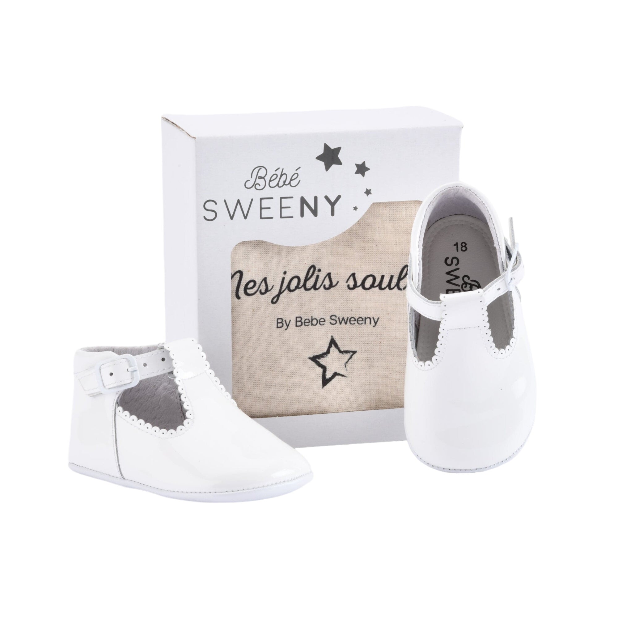 Baby White Leather Pre-walker Shoes With Buckle