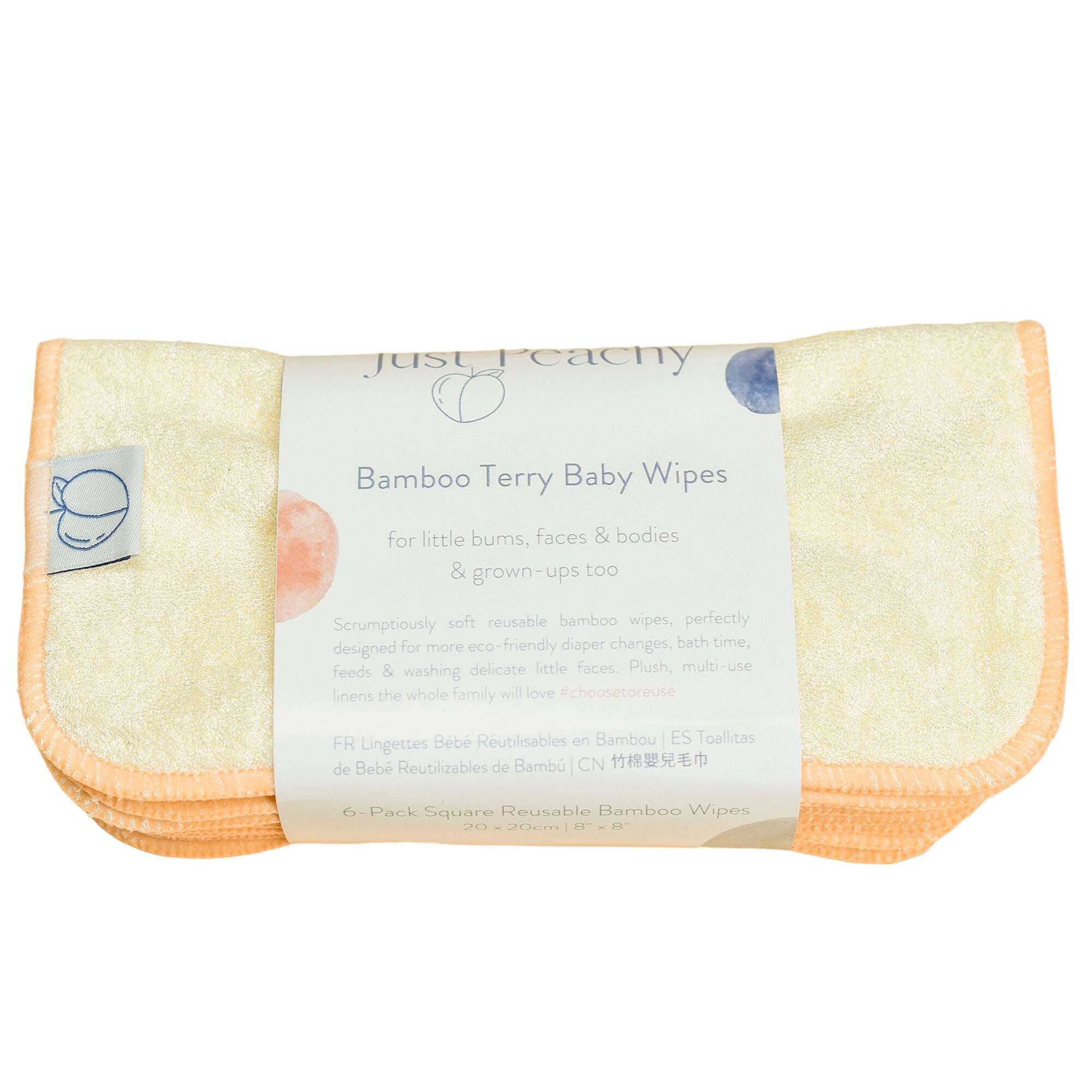 Bamboo Terry Reusable Baby Wipes 6-pack