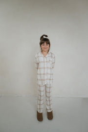 Girl's Bamboo Button Up Lounge Set | Ellis Plaid