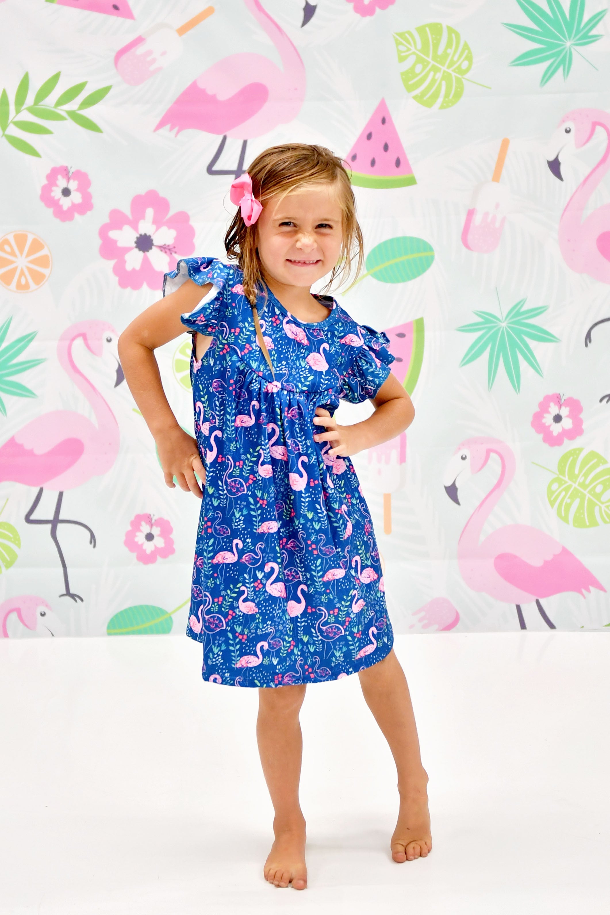 Flamingo Milk Silk Flutter Dress