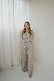 Women's Bamboo Button Up Lounge Set | Linen Grid