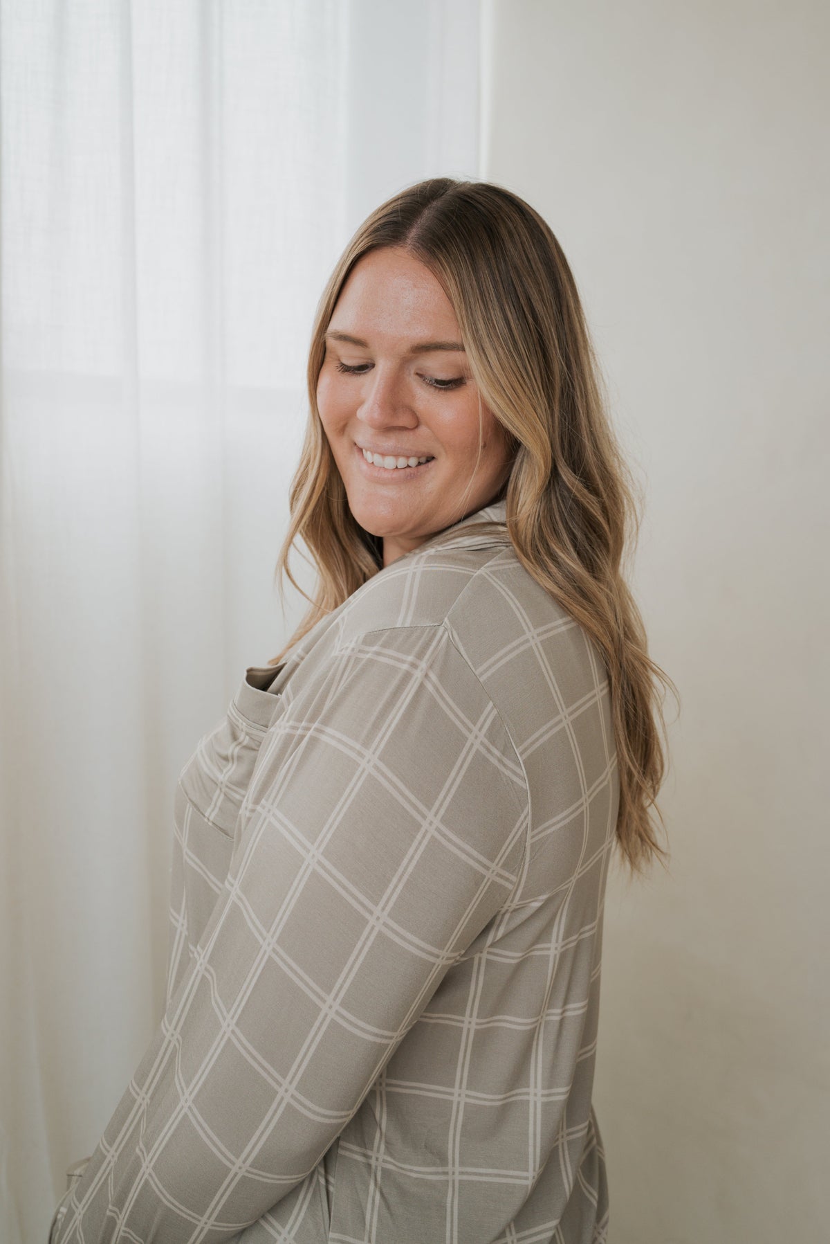 Women's Bamboo Button Up Lounge Set | Linen Grid