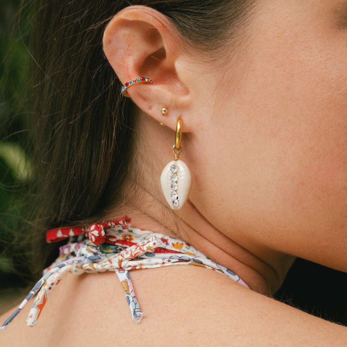 Hailey Cowrie Shell Hoop Earrings
