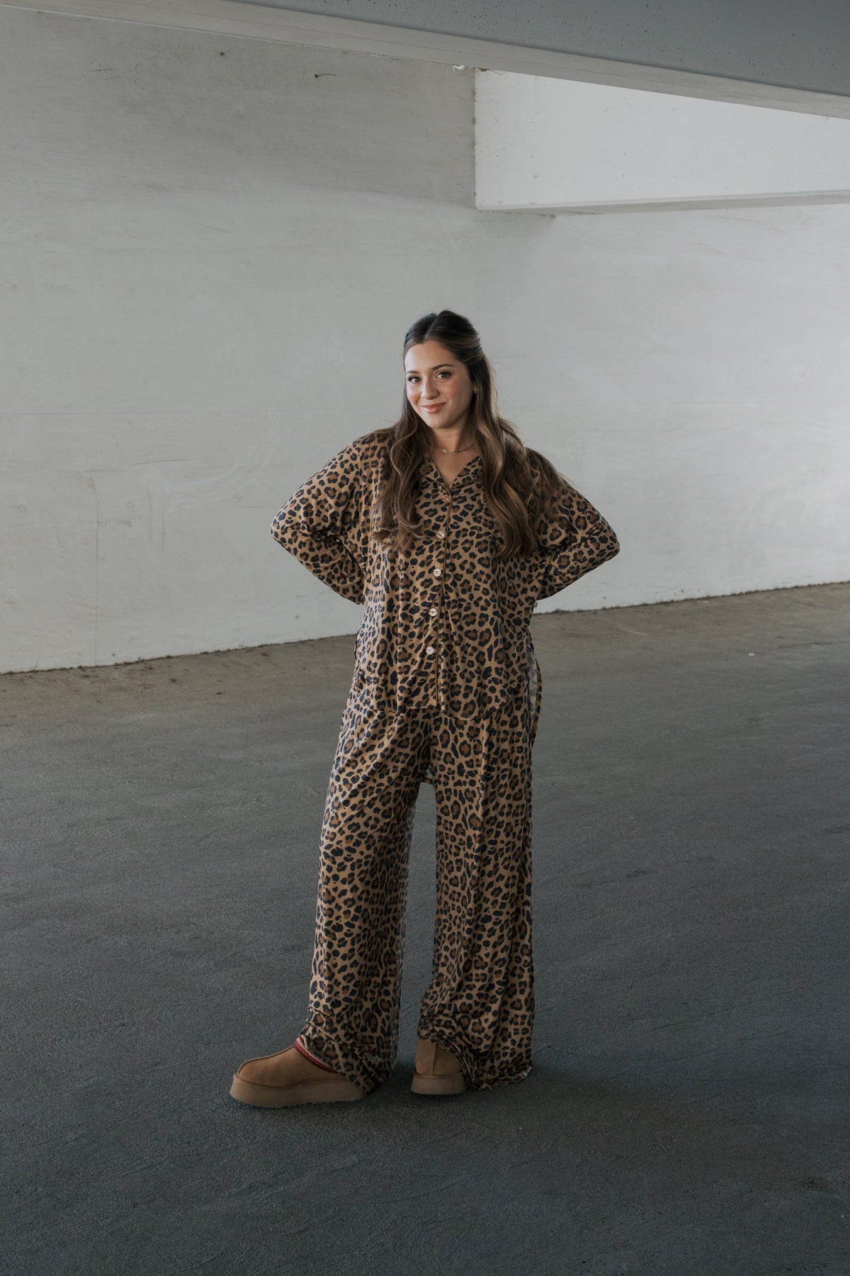 Women's Bamboo Button Up Lounge Set | Leopard