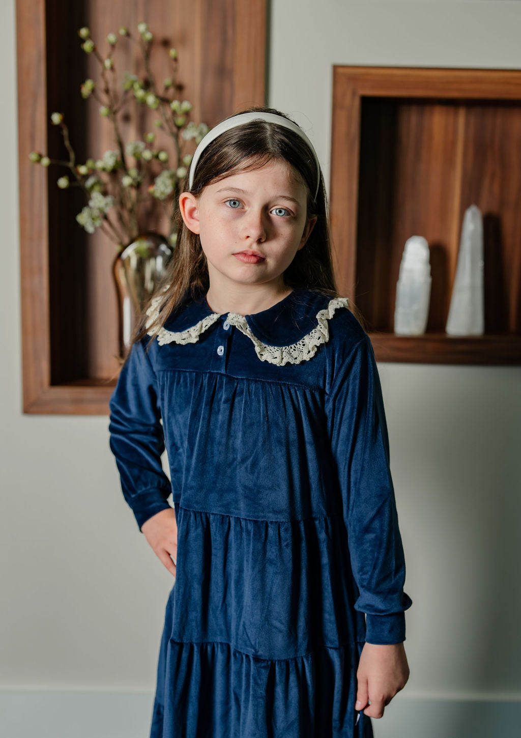 Velour Maxi Robe- Navy