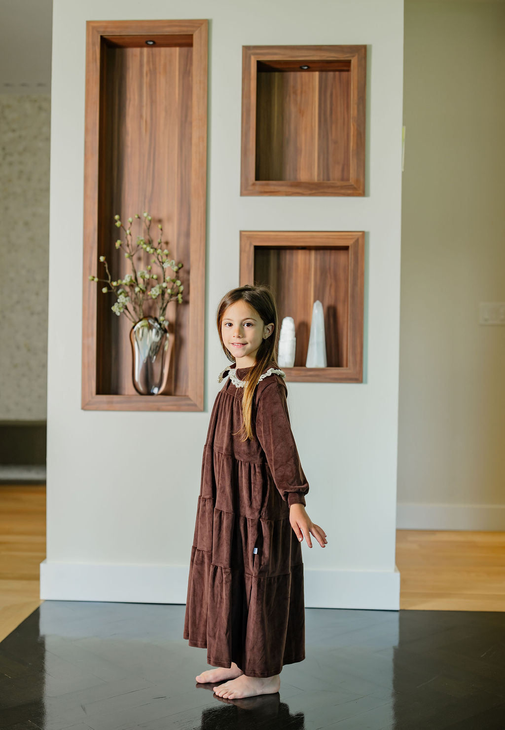Velour Maxi Robe-brown