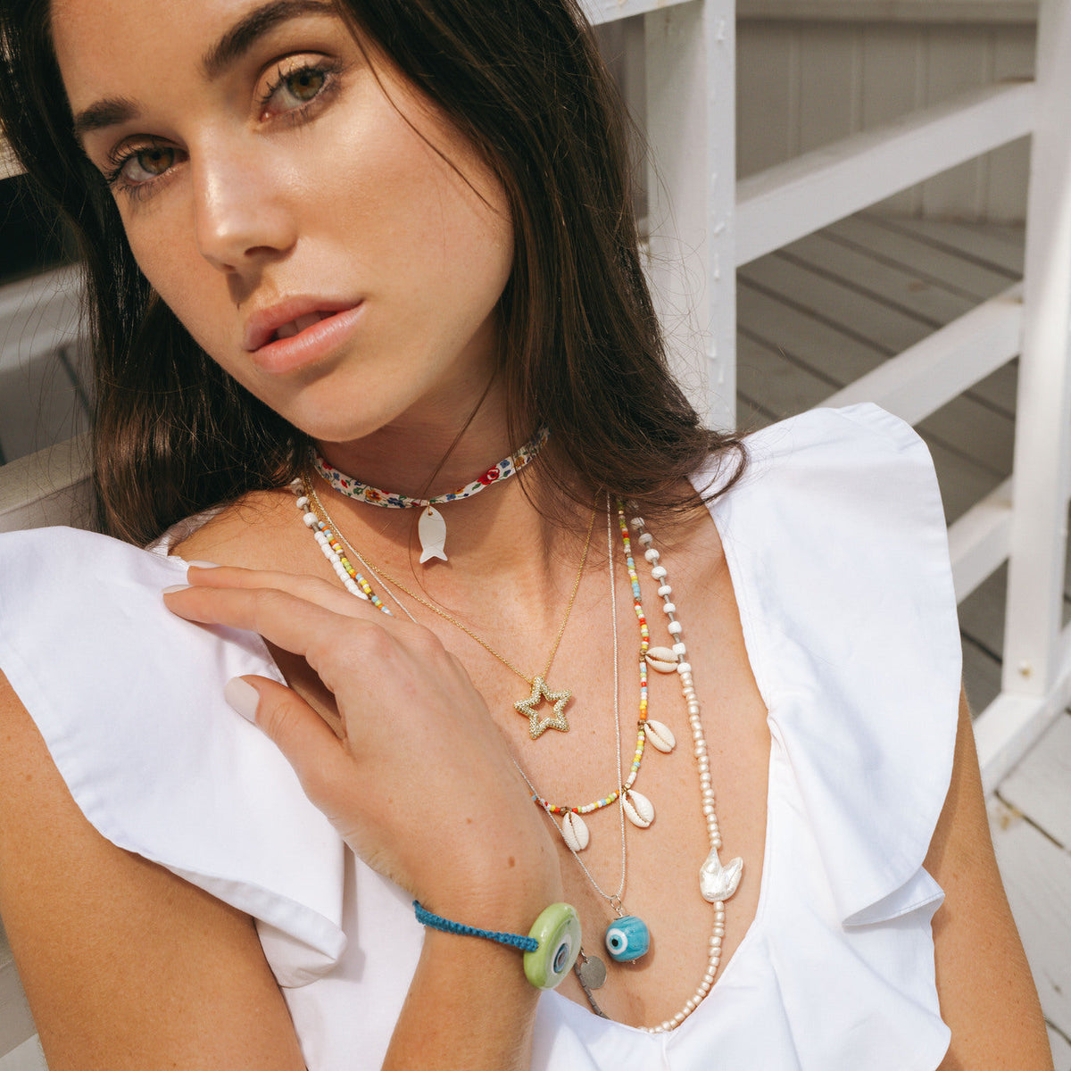 Liberty Mother Of Pearl Charm Necklace