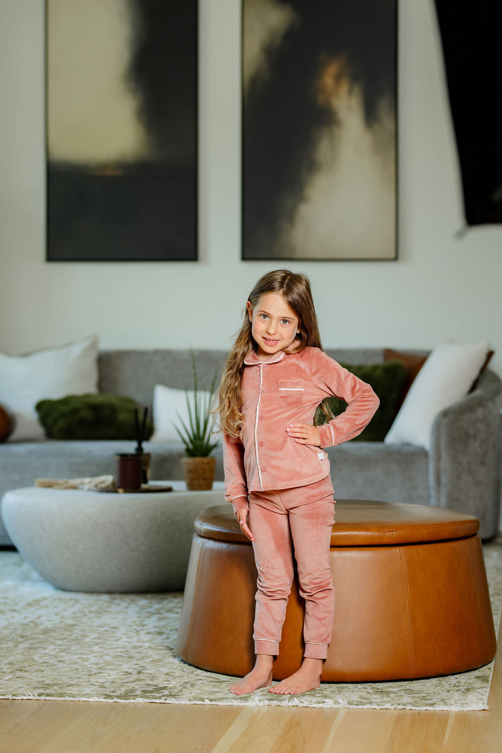 Velour Grandpa Pj-pink