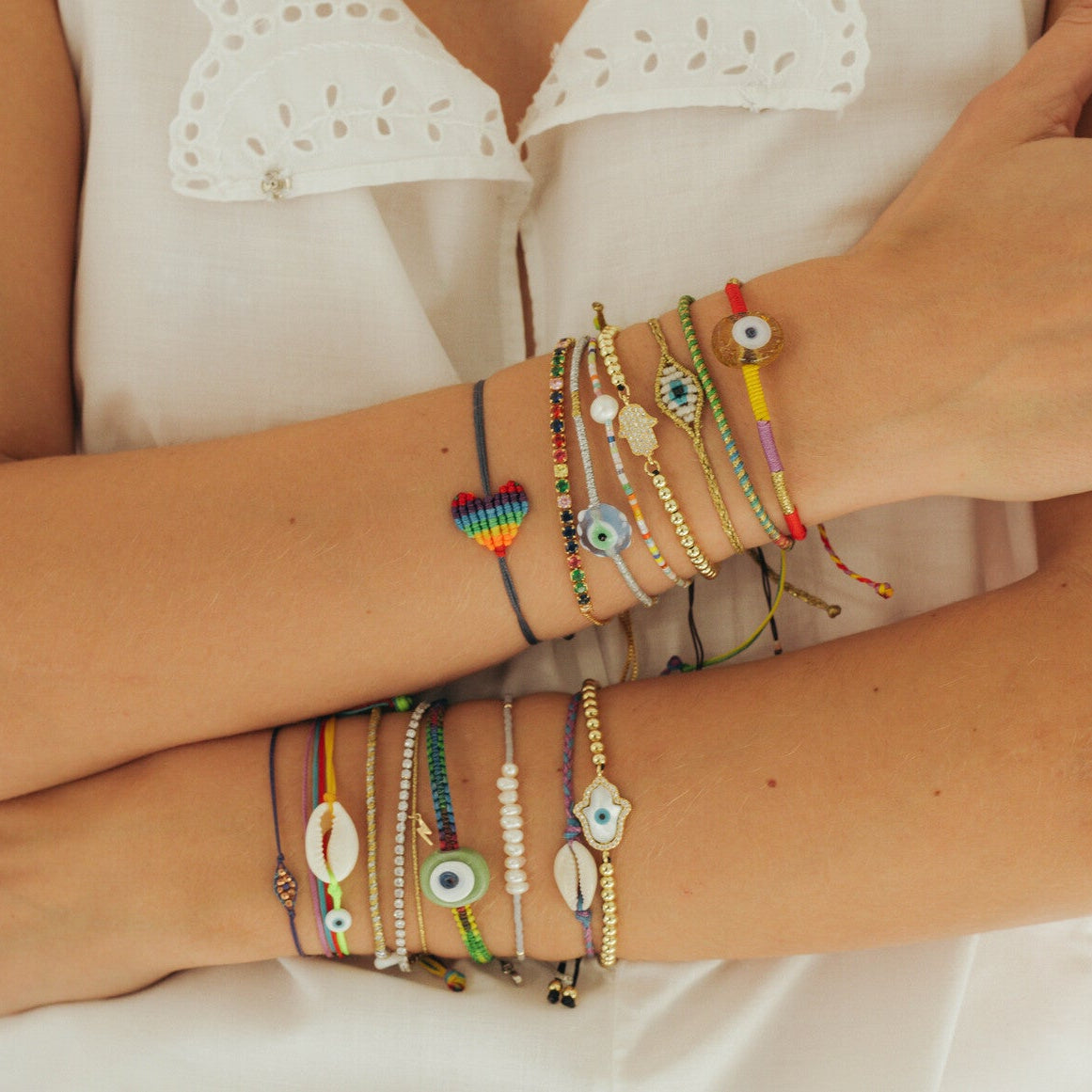 Mini Carnival Glass Evil Eye Bracelet